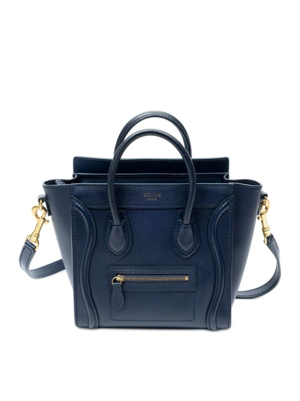 Celine Nano Luggage Navy Calfskin Leather Handbag